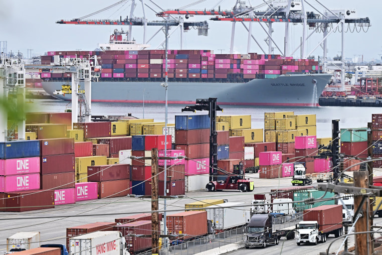 Image: Stacked containers in the Port of Los Angeles