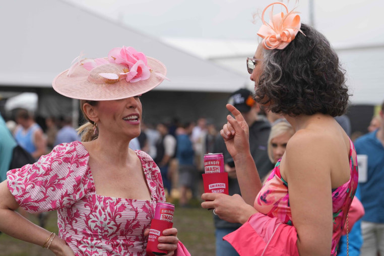 May 18, 2024; Baltimore, Maryland, USA; Fans arrive within the infield at Pimlico Race Course for The Preakness Stakes. Mandatory Credit: Mitch Stringer-Imagn Images