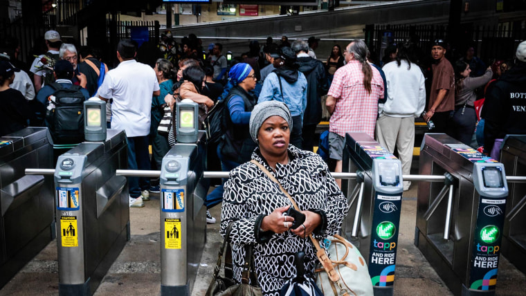 Passengers wait to board the PATH Train at Newark Penn Station on May 16, 2025 in New Jersey. 